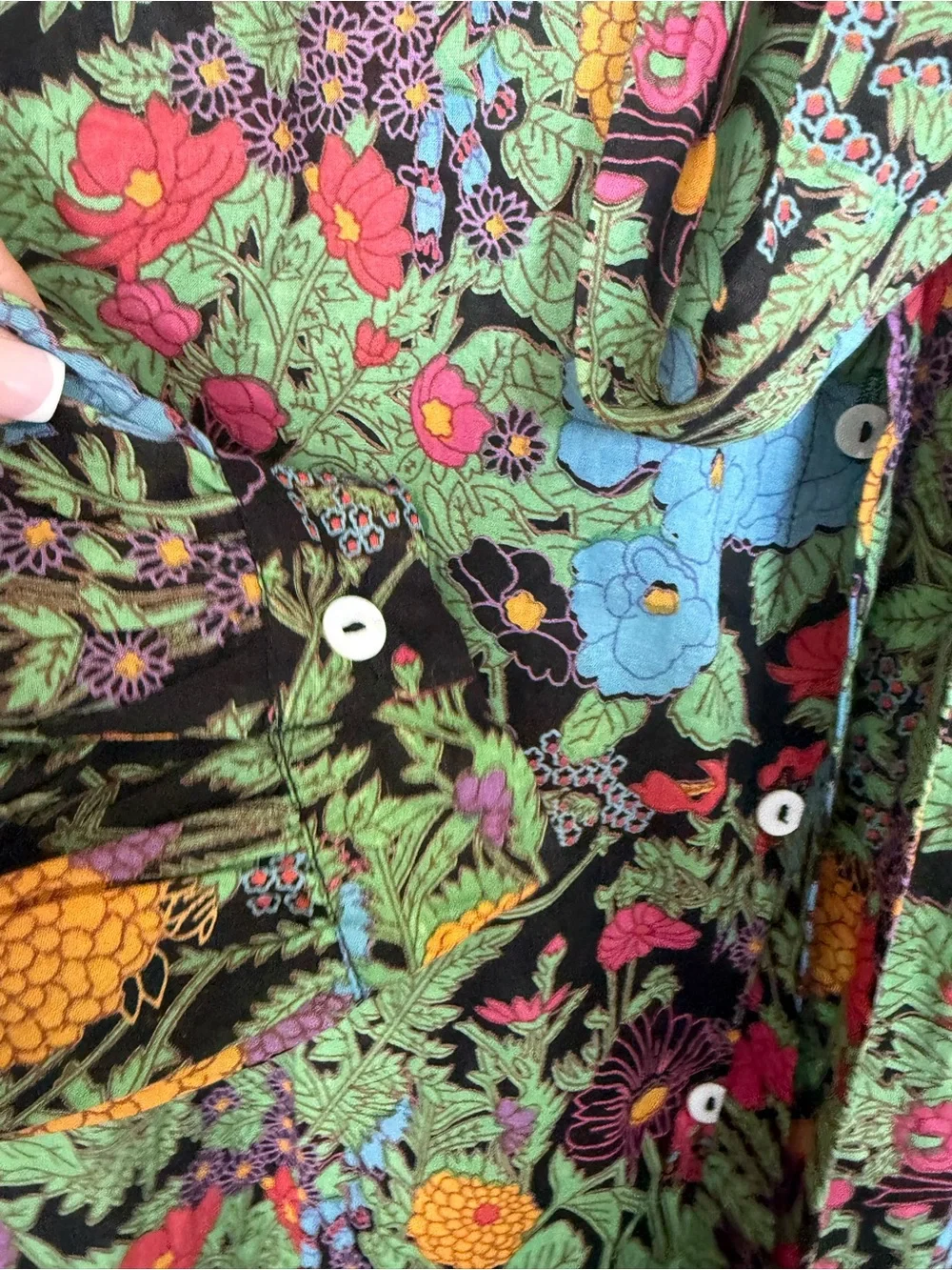 Mille Black Floral Tie-Neck Blouse with Multicolor Botanicals LB004-010 - Picture 4 of 7